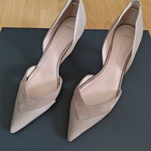 NWOT AERIN Women's Grey Pointed-Toe Leather & Suede Heels - 7.5